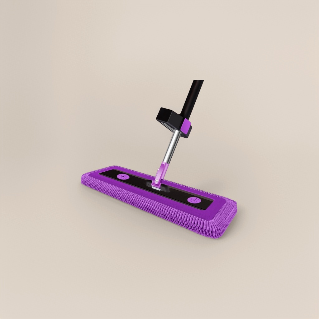 Purple mop head with mop rod rotating water squeezing household cleaning set Specification image