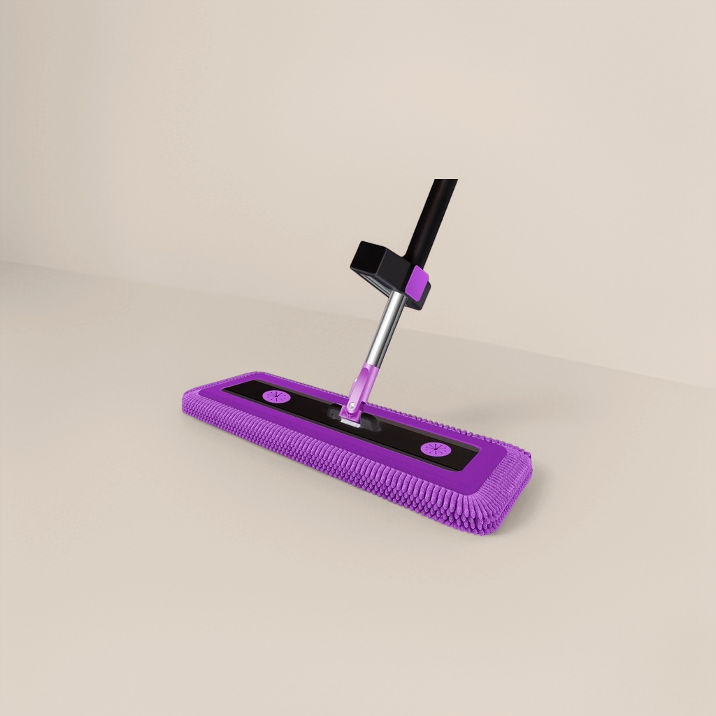 Purple mop head with mop rod rotating water squeezing household cleaning set Application Scenario
