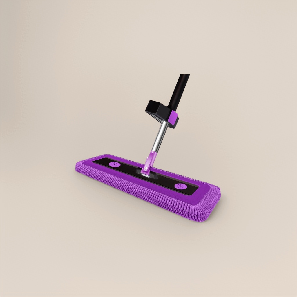 Purple mop head with mop rod rotating water squeezing household cleaning set details Picture