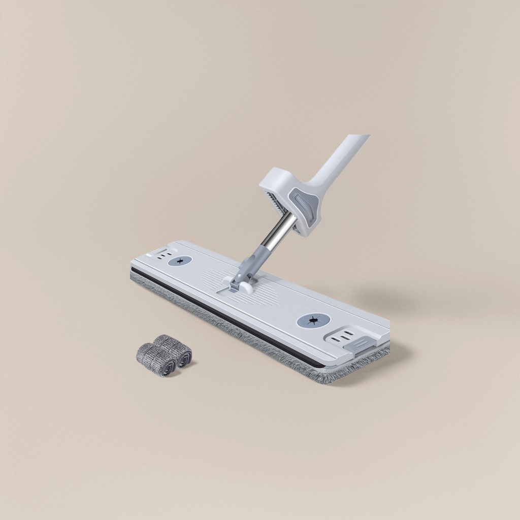 White mop with grey flannel mop and metal connecting rod Application Scenario