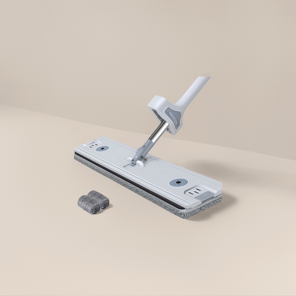 White mop with grey flannel mop and metal connecting rod Specification image