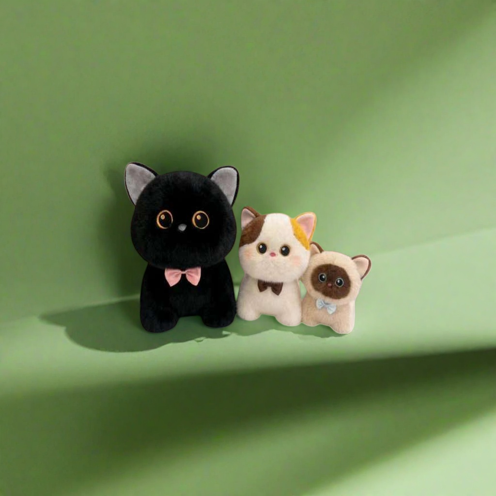 Black cat doll, white and brown Siamese cat plush toy Application Scenario