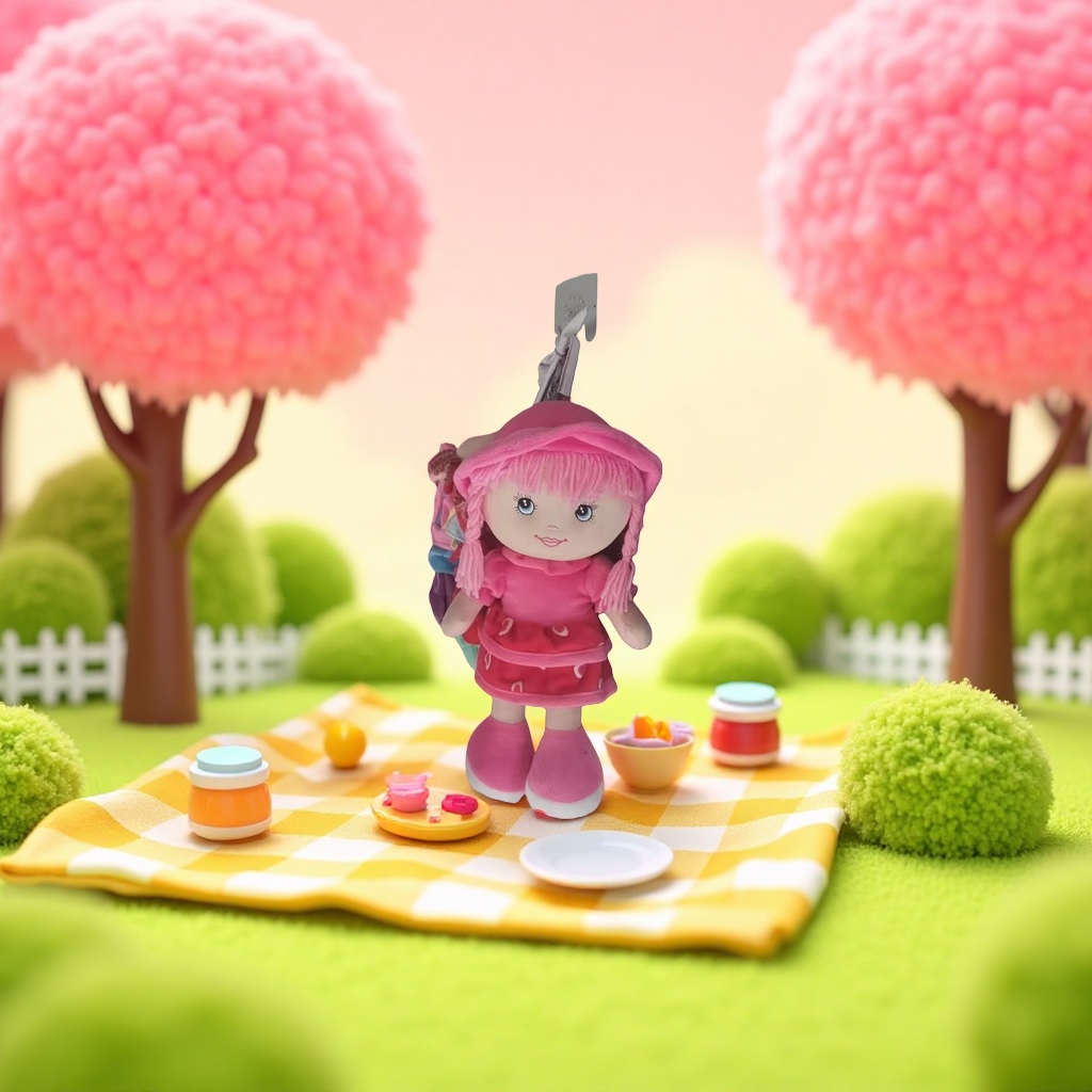Pink doll plush toy, cute throw pillow, birthday gift for girls Specification image