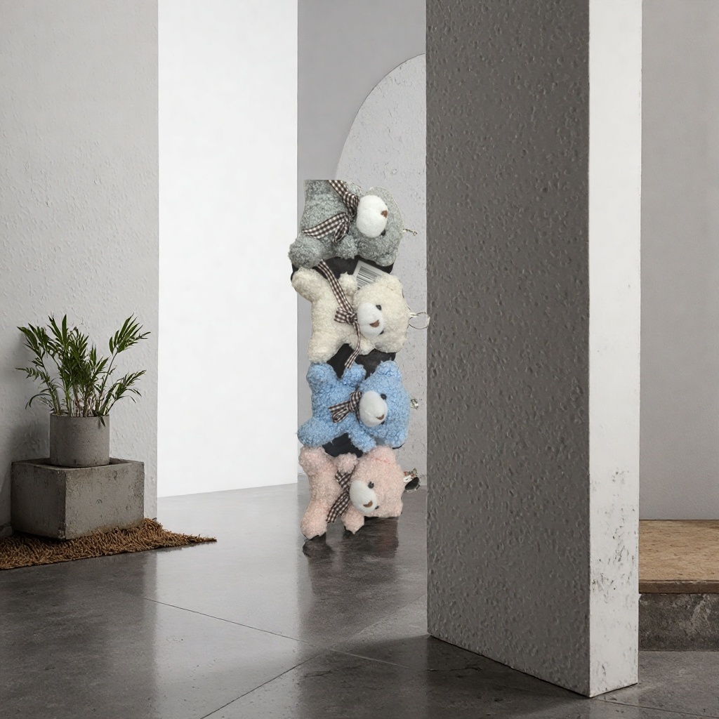 Grey, white, blue and pink curly bear pendants, cute plush keychain decoration Application Scenario