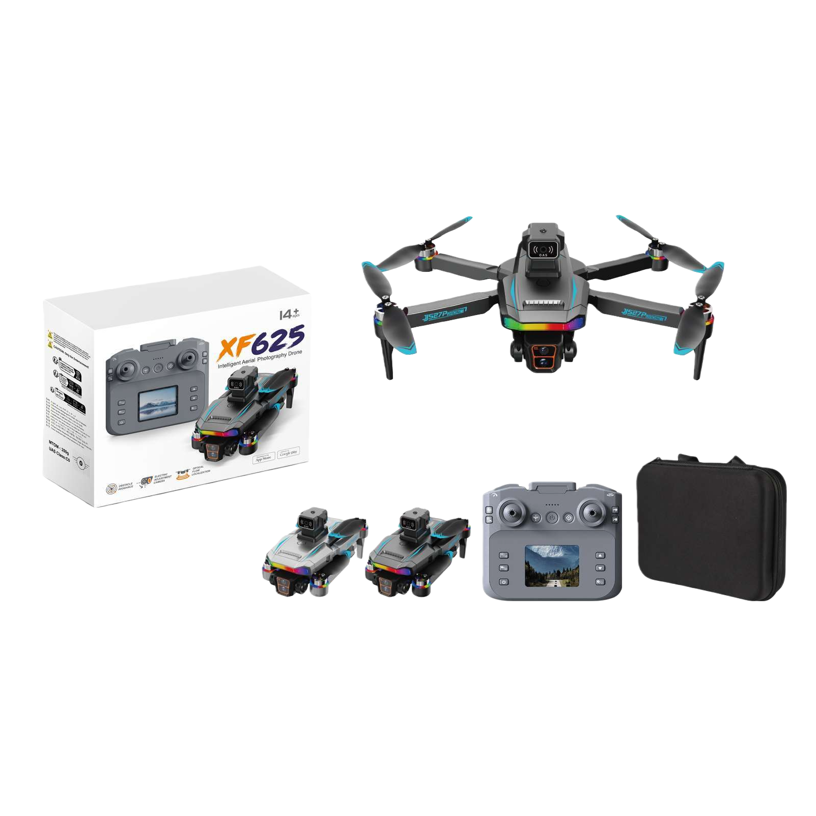 الطائرة الآلية الرمادية مع مصابيح ملونة مع كاميرات قابلة للتعديل Item Picture