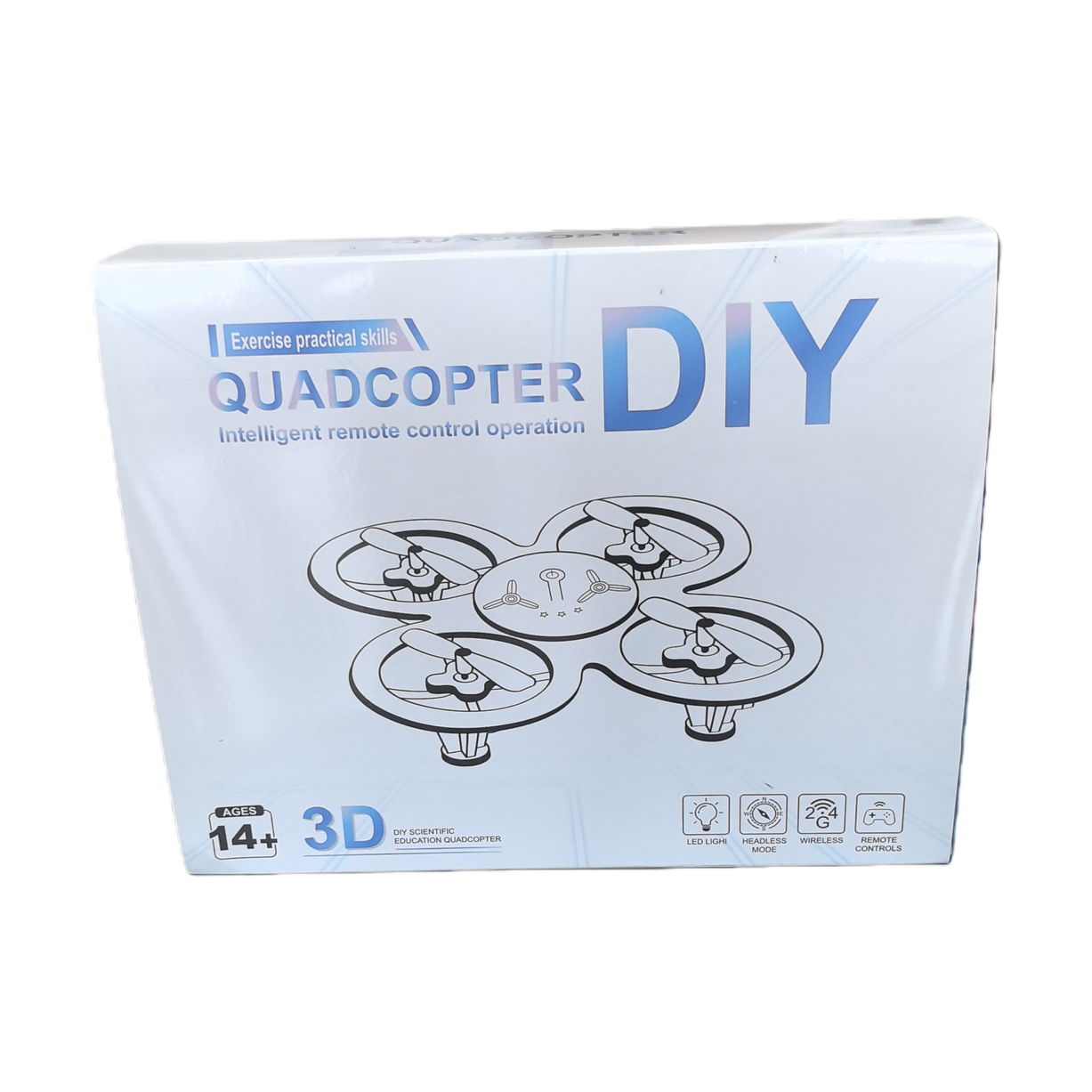 白色包装盒DIY四轴飞行器套件含遥控器螺旋桨电池