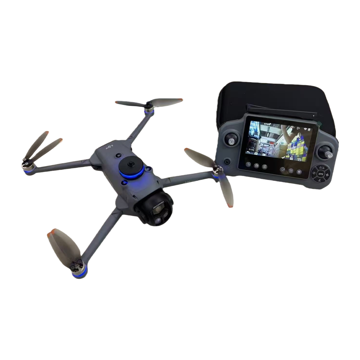 Grey drone and remote control portable folding aerial photography aircraft intelligent stabilizer Item Picture