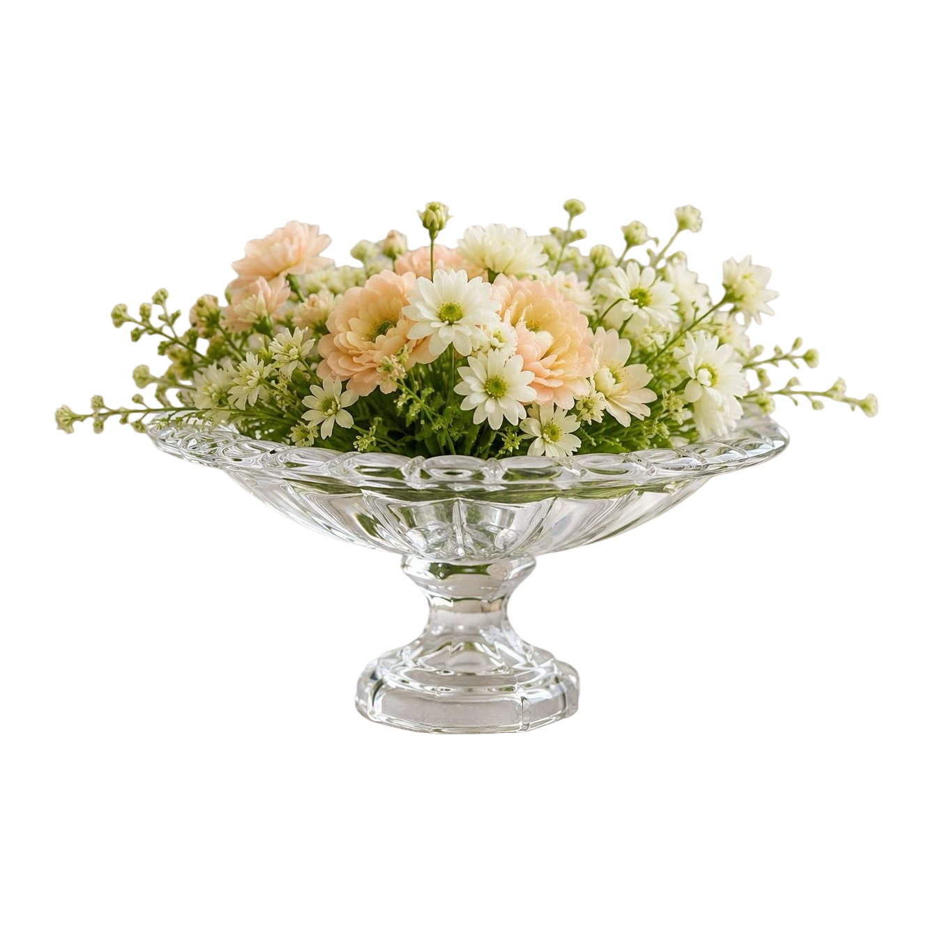 A transparent glass vase with a bouquet, a Nordic minimalist living room dining table decoration flower arrangement container Item Picture