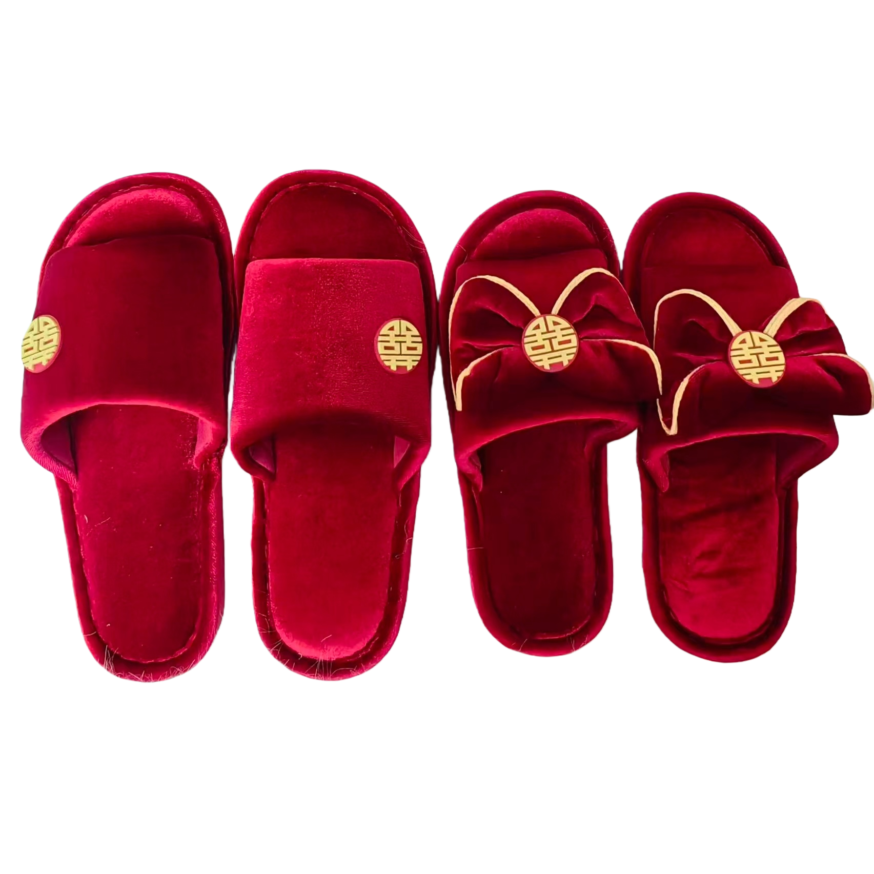 Red wedding shoes, women's slippers, brides' wedding, flat and soft soles, anti-slip and comfortable