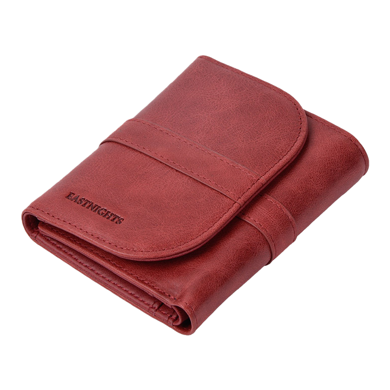 Red leather wallet, a simple and fashionable long leather coin pocket bag for women Item Picture