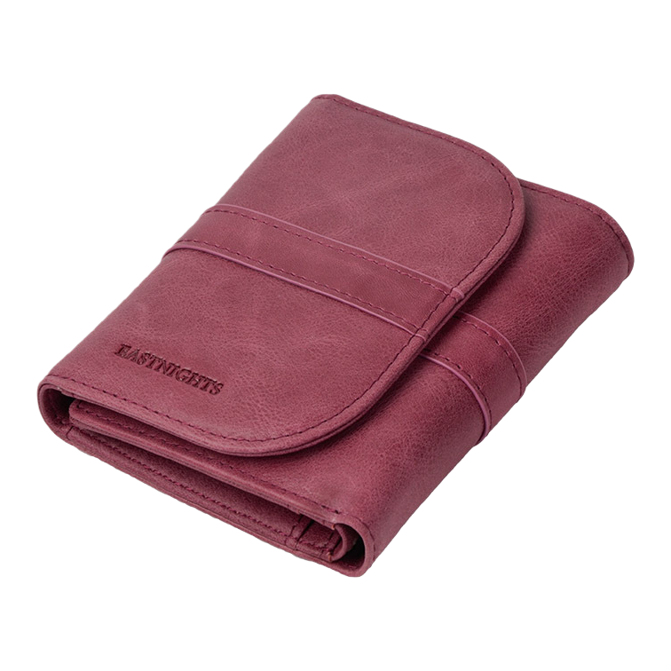 The wine-red genuine leather wallet for women is a long, simple, fashionable and versatile style Item Picture