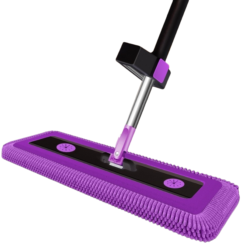 Purple mop head with mop rod rotating water squeezing household cleaning set Item Picture
