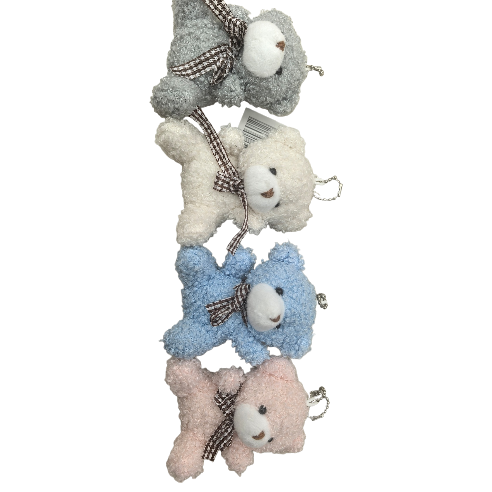 Grey, white, blue and pink curly bear pendants, cute plush keychain decoration Item Picture