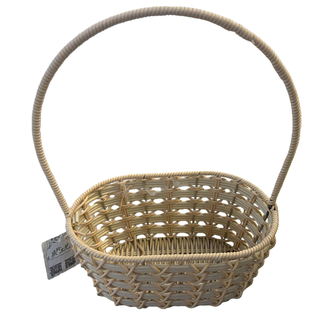 Beige rattan woven storage basket for home decoration, hand-woven in a simple style Item Picture