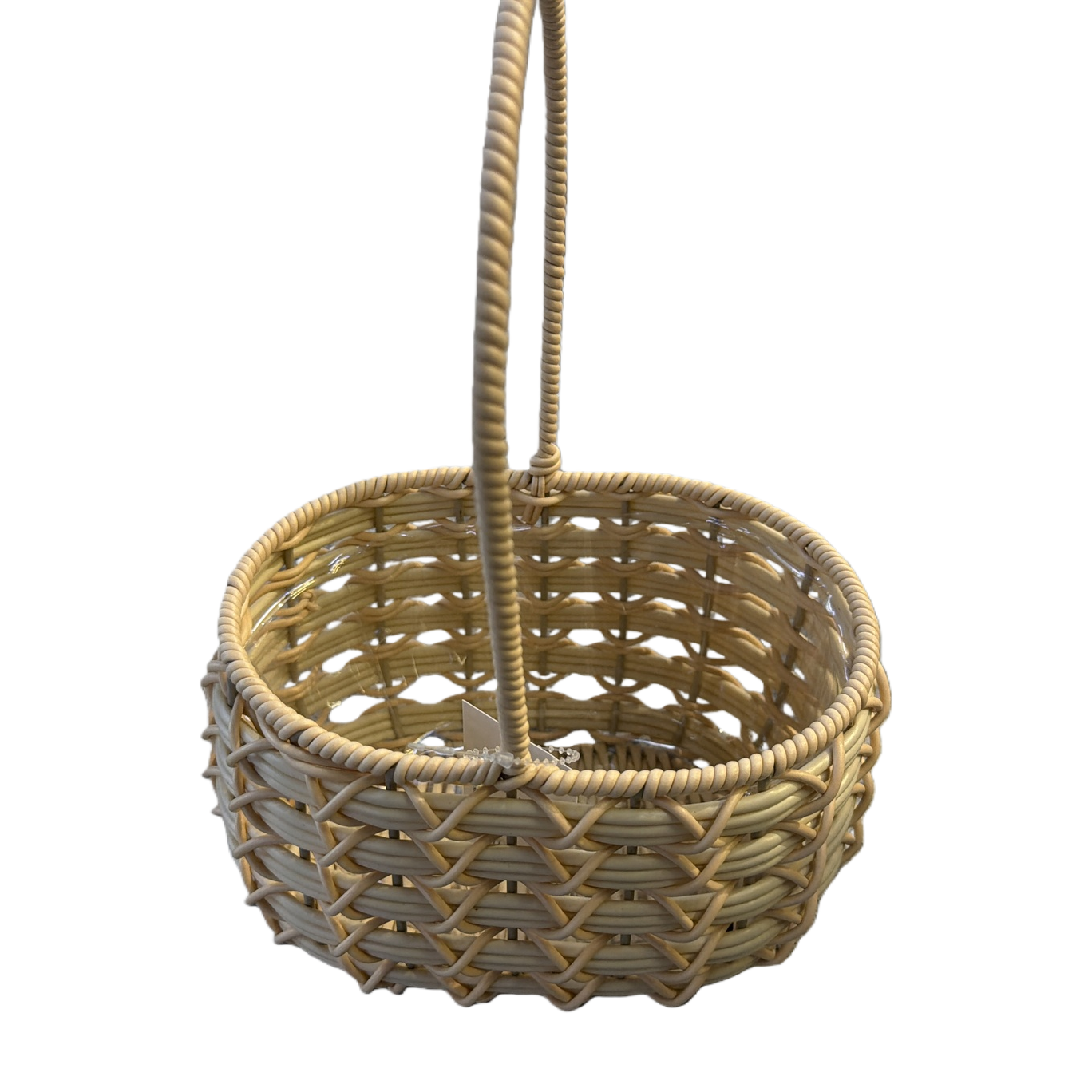 Beige hand-woven storage basket, home storage basket, rattan-woven style, suitable for bedrooms and living rooms Item Picture