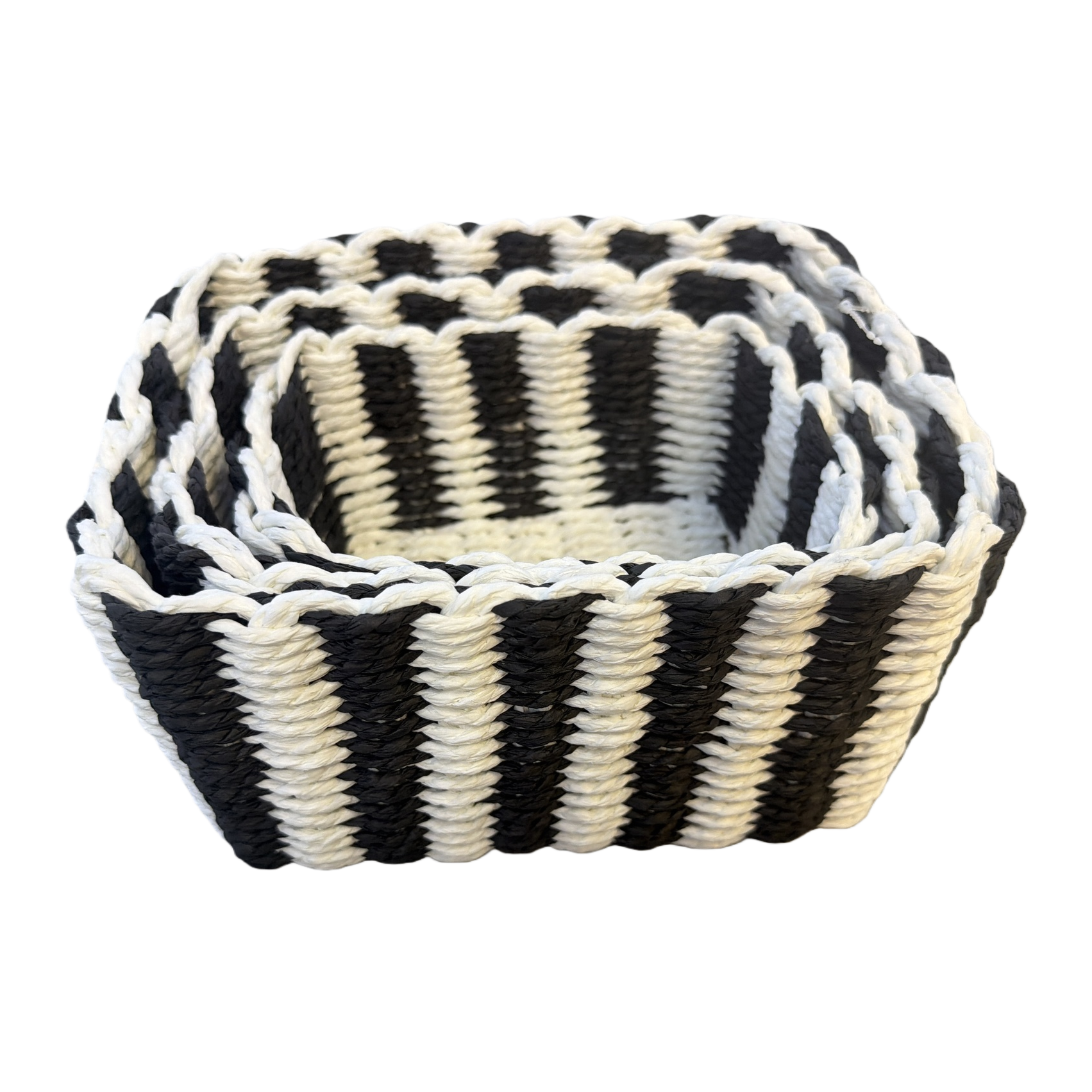 Black and white striped woven basket for home storage, living room and bedroom storage, simple Nordic style Item Picture