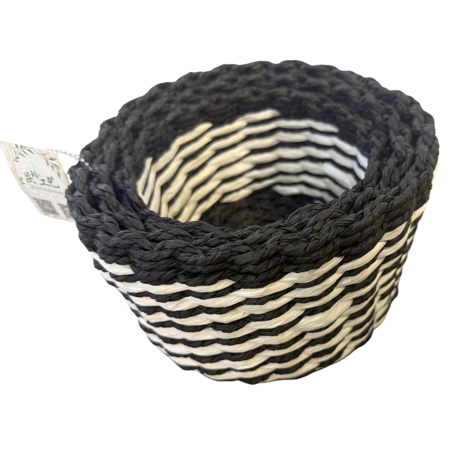 Black and white striped woven basket home storage basket, Nordic-style rattan woven storage basket Application Scenario