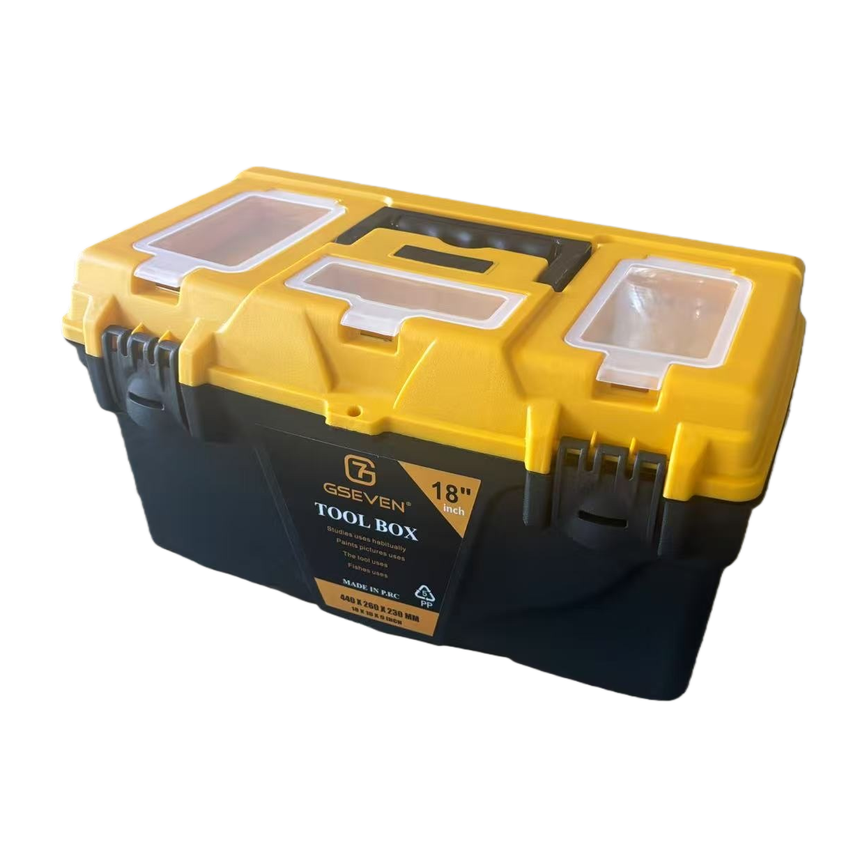 Yellow and black dual-color toolbox, tool storage box, household portable organizing box Item Picture