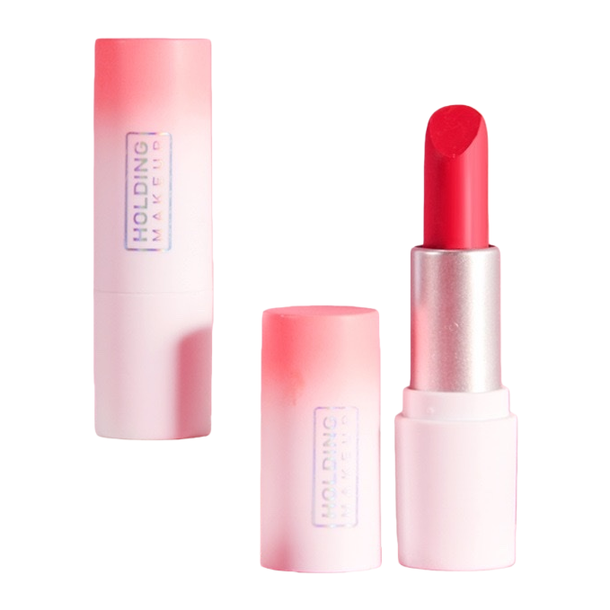 A set of pink gradient lipstick tube with red cream and pink beauty egg Item Picture