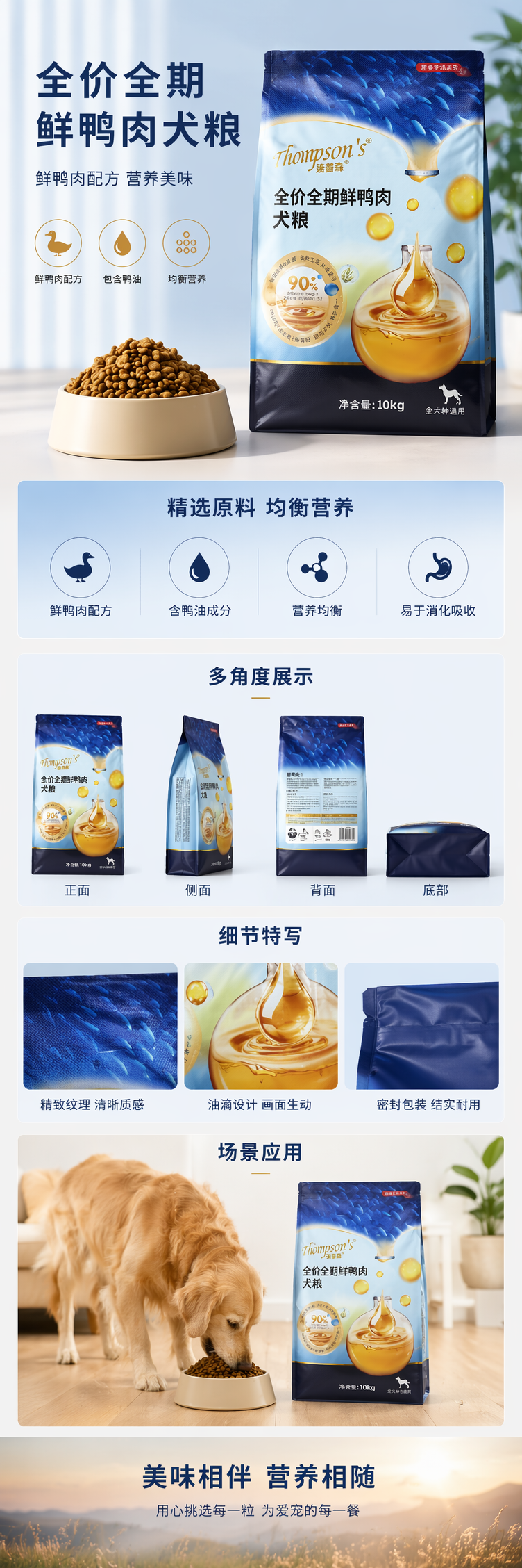 蓝色包装袋狗粮进口原料幼犬成长配方3kg详情1
