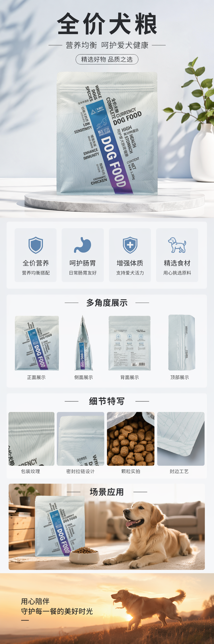浅灰色包装袋狗粮宠物干粮天然配方营养均衡 pic 1