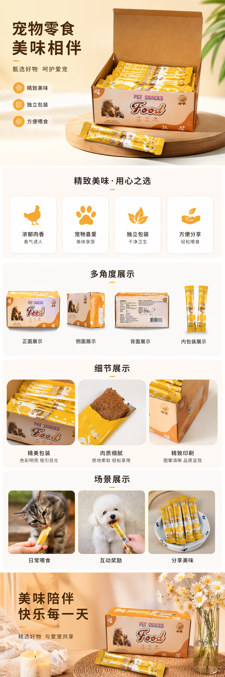 黄色包装宠物零食盒 宠物食品收纳盒 防潮密封便携式 pic 1