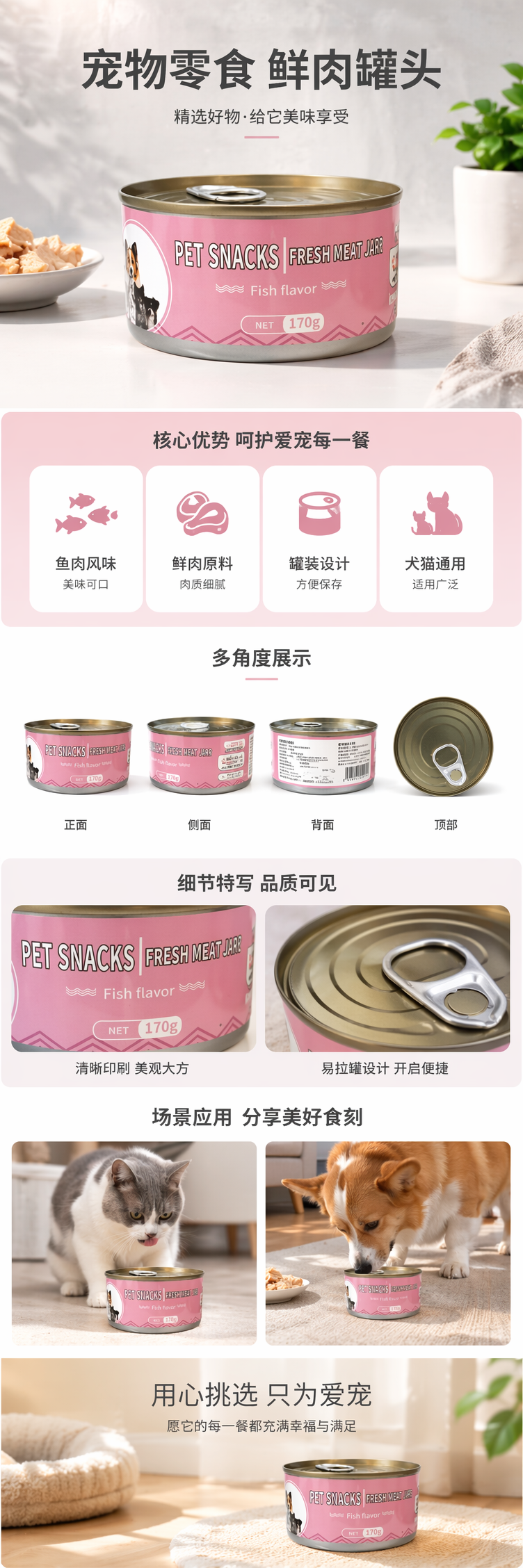 粉色罐头食品 水果味甜品罐装零食 200g pic 1