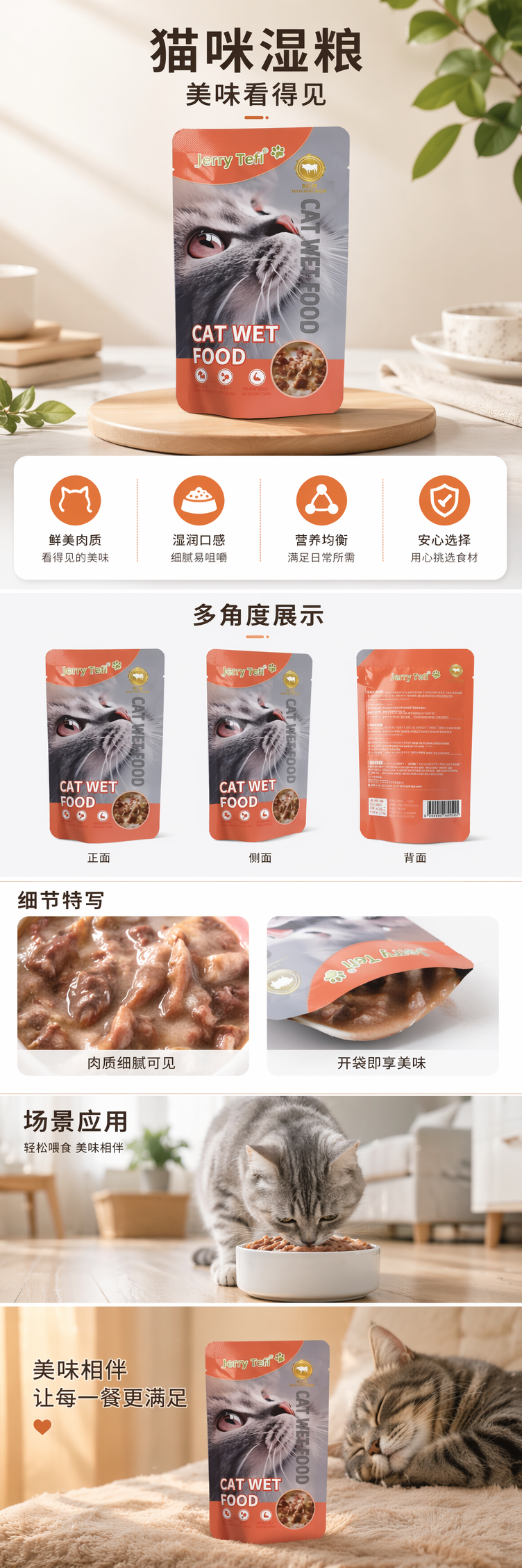 橙灰相间包装猫罐头食品 高蛋白湿粮主食级猫咪营养餐 pic 1