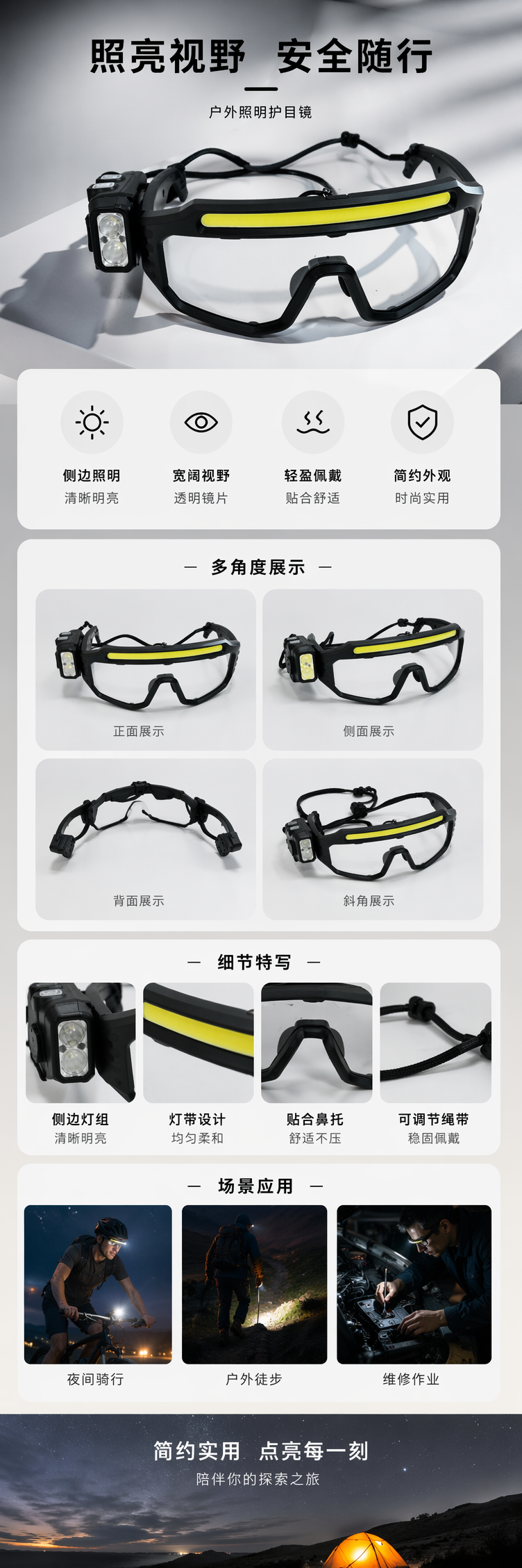 New type of multi-functional eye lamp with sensor, electric display, rechargeable dual-source eye lamp detail image 1