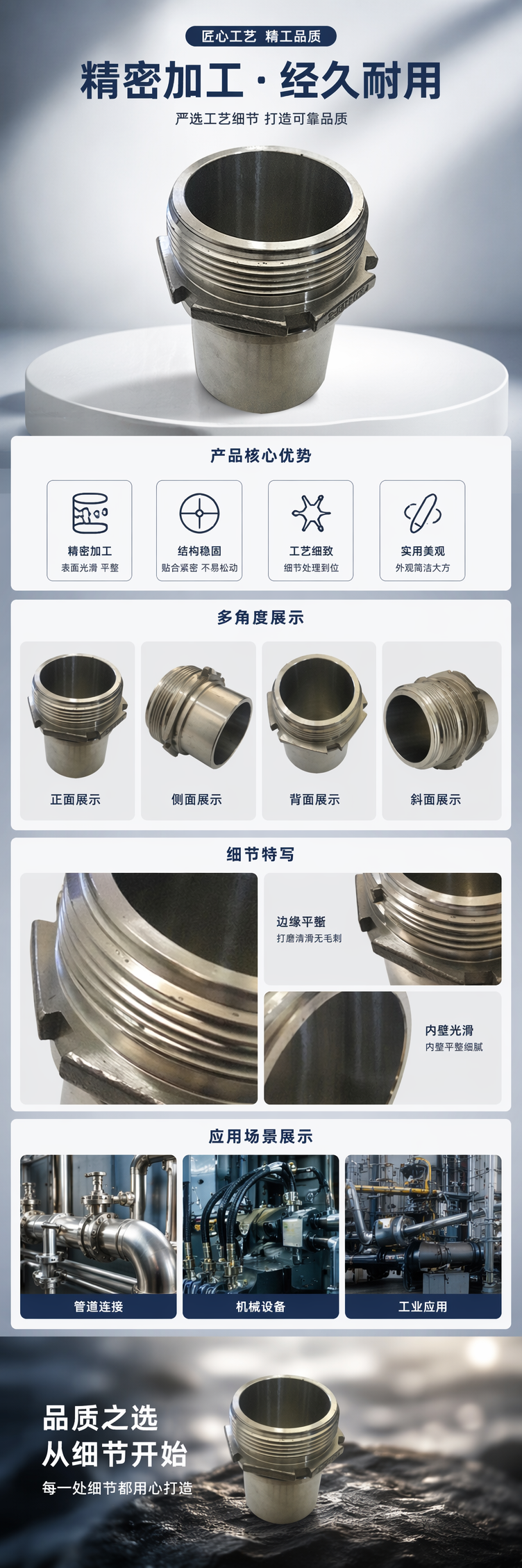 金属螺纹接头 不锈钢内牙外牙通用管件密封耐压 pic 1