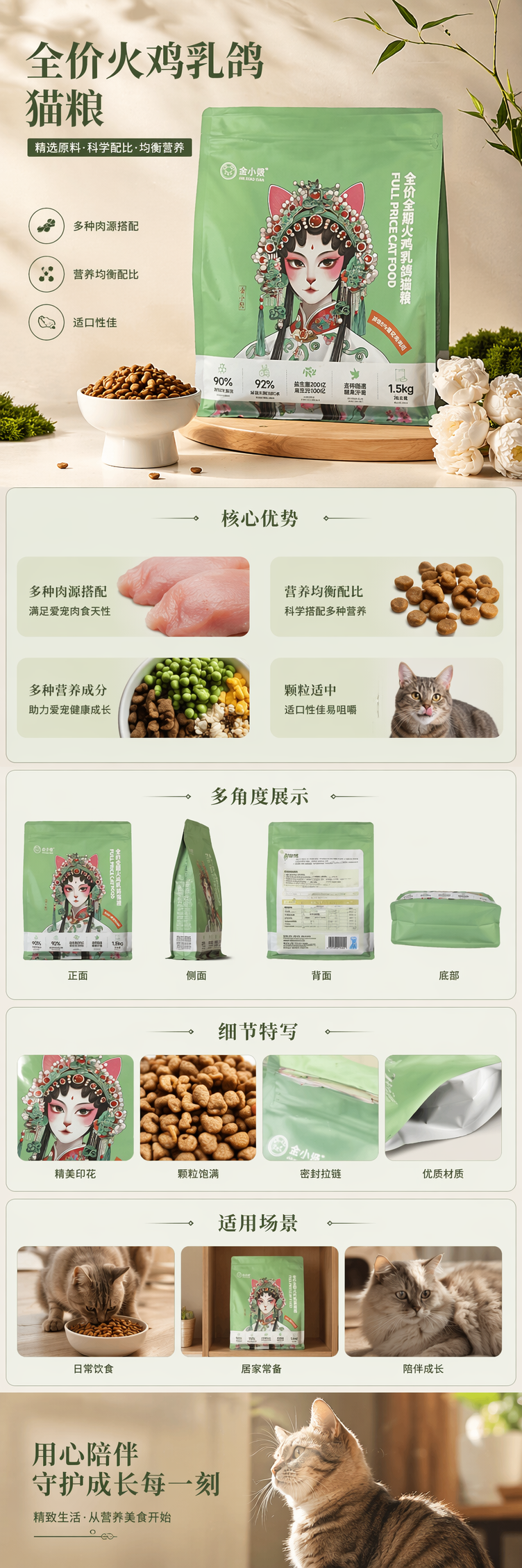 绿色猫粮袋装天然配方猫咪主食营养均衡 pic 1