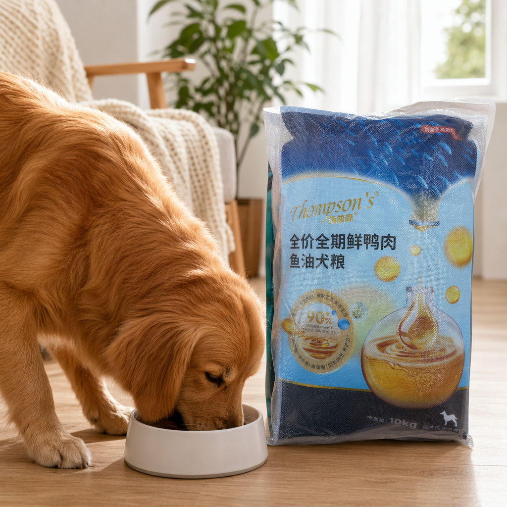 蓝色包装袋+狗粮产品图