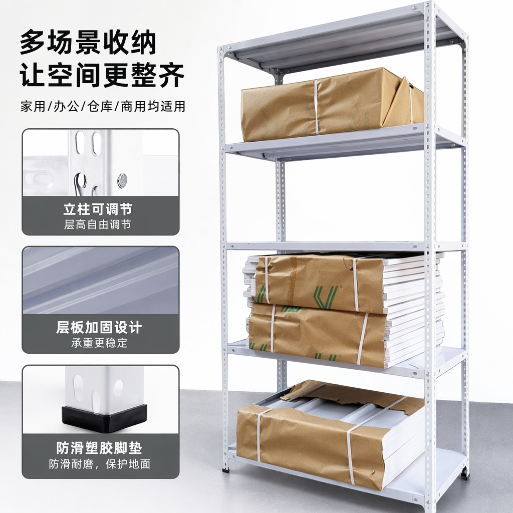 白色金属货架家用厨房置物架承重耐用简约现代风