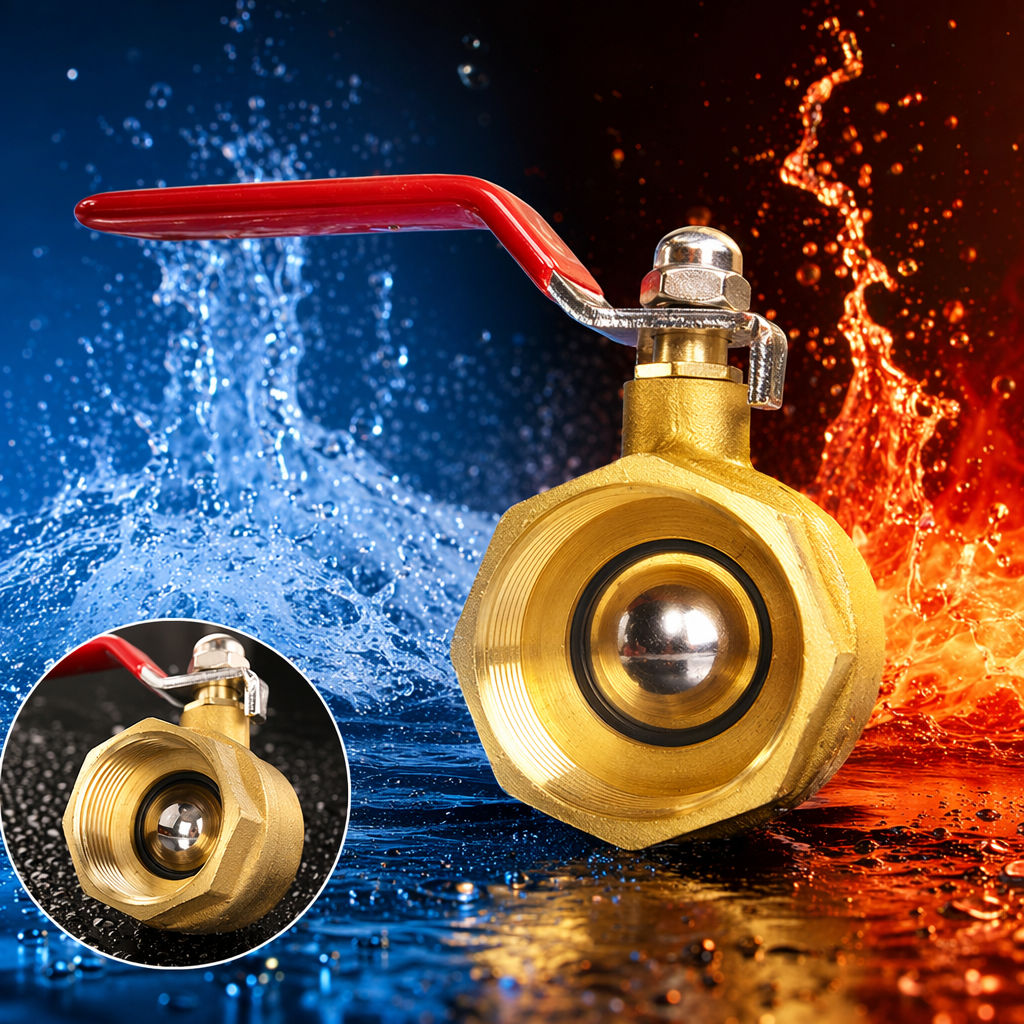Red handle brass ball valve, DN15, threaded connection, corrosion-resistant household industrial valve Specification image