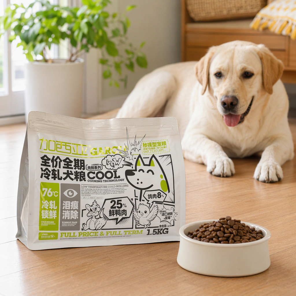 White packaging bag dog food, pet dry food, universal type, specially designed for adult dogs and puppies details Picture