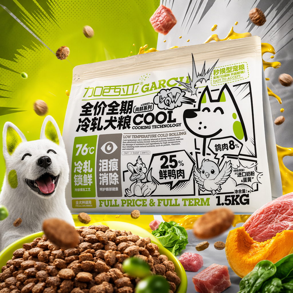 White packaging bag dog food, pet dry food, universal type, specially designed for adult dogs and puppies Specification image