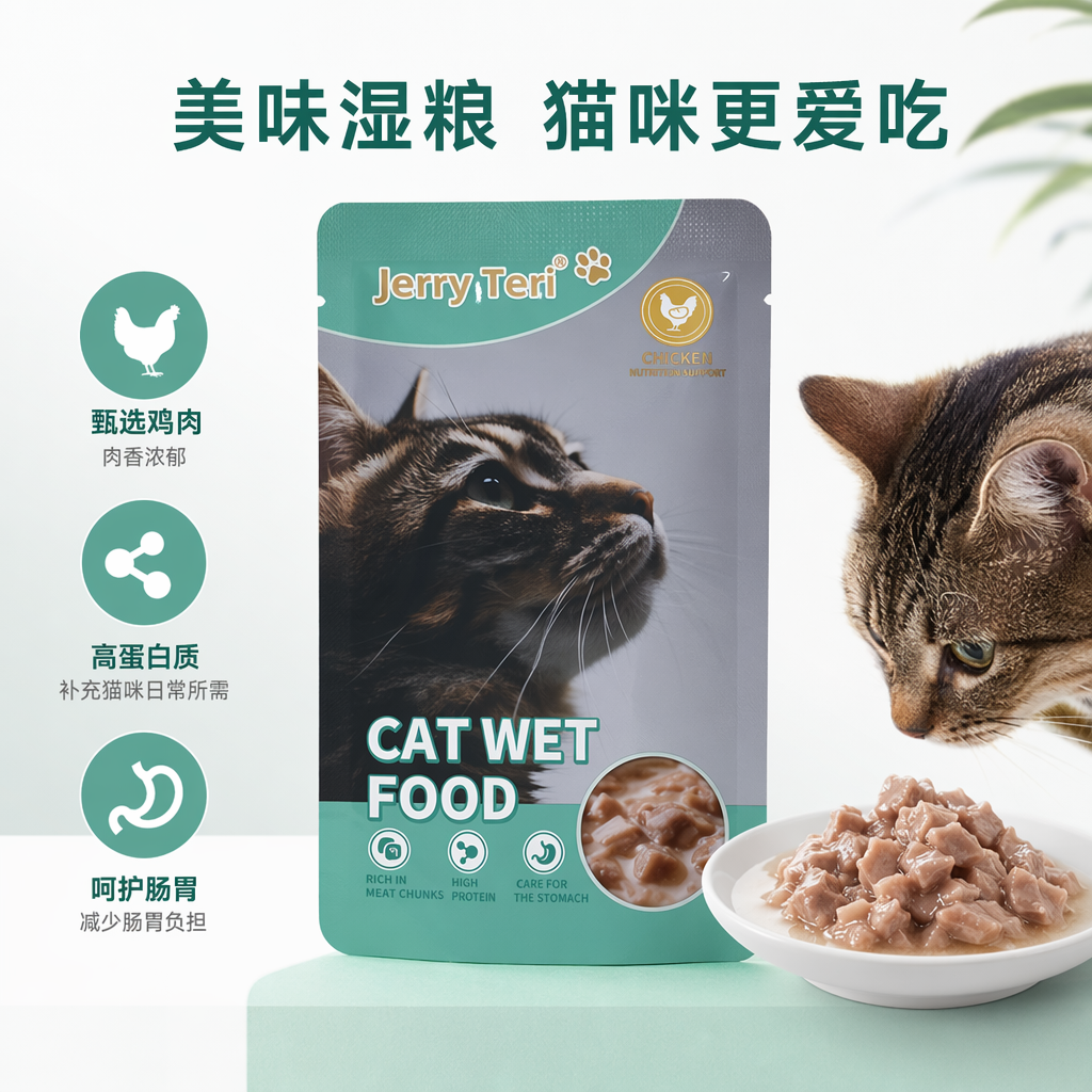 绿色包装袋猫罐头主食级高蛋白无谷天然猫粮湿粮