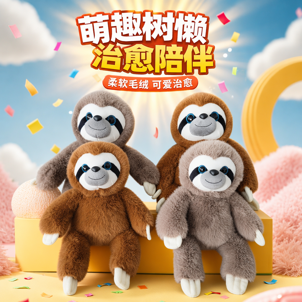 Four plush sloth dolls, cute throw pillows, home decoration plush toys Specification image
