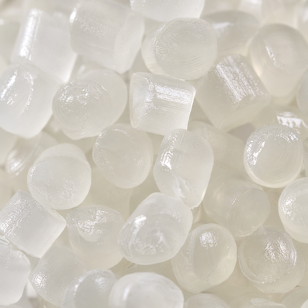 White semi-transparent granular plastic particles, made of general engineering plastic raw materials PP and PE Application Scenario