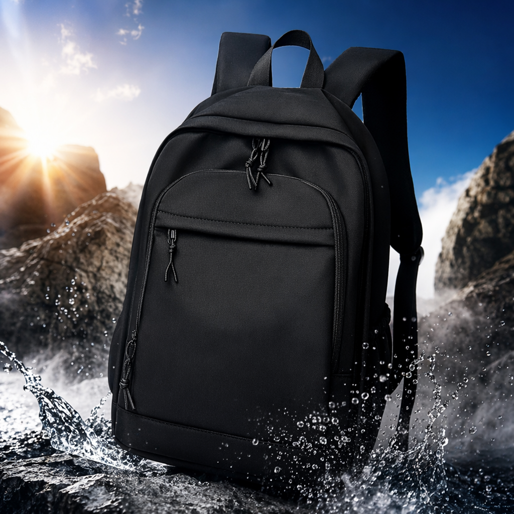 Black simple business casual backpack, suitable for both men and women, lightweight and large-capacity for commuting and travel Specification image