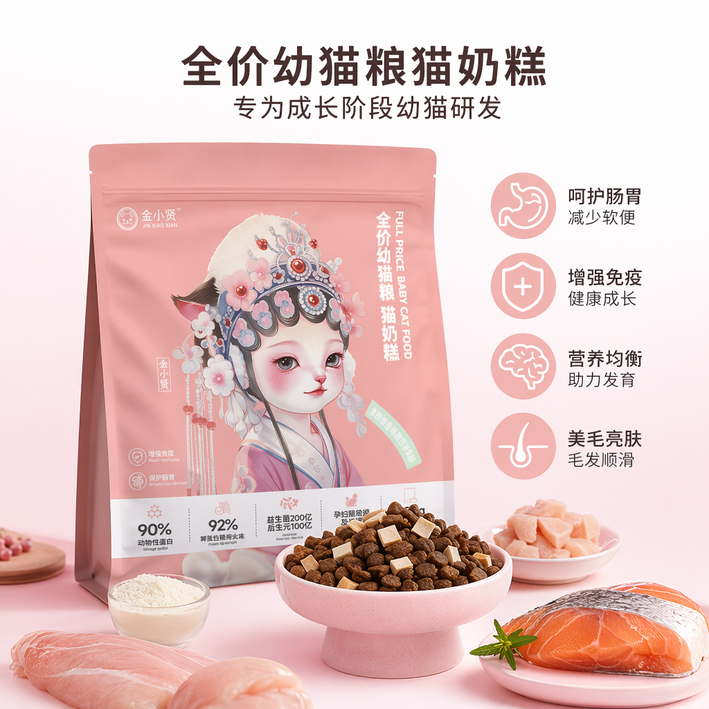 粉色包装猫粮袋 宠物食品储存防潮密封保鲜袋