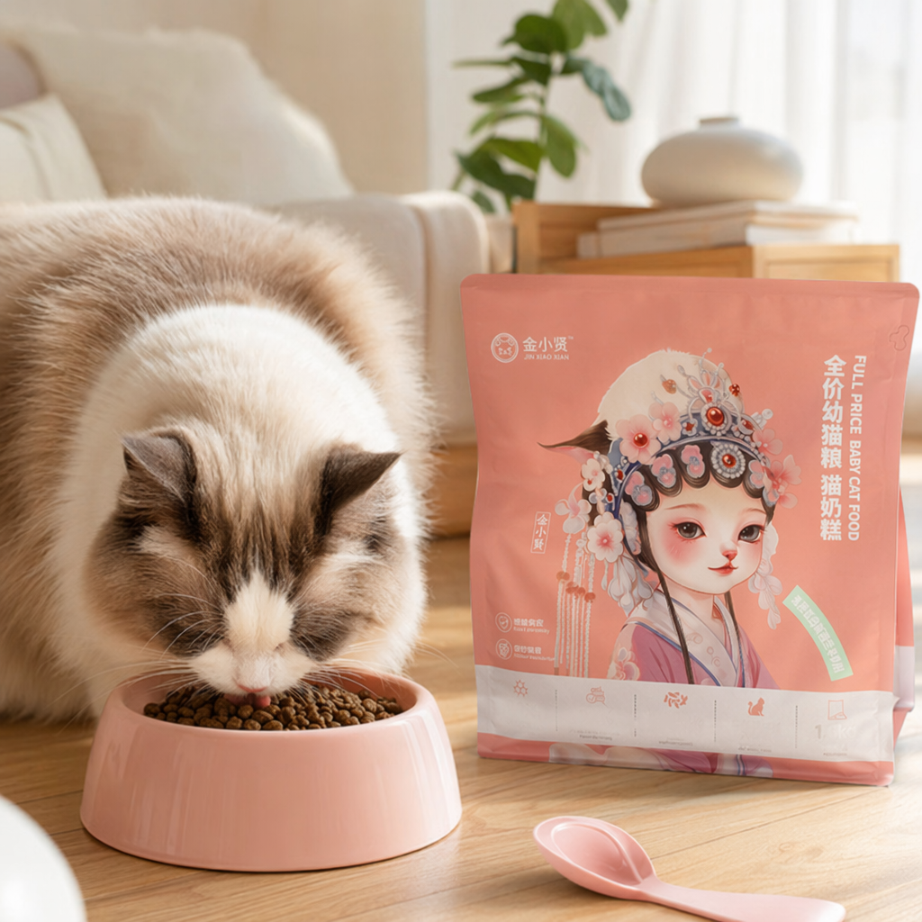 Pink packaging cat food bags, moisture-proof and sealed preservation bags for pet food storage details Picture