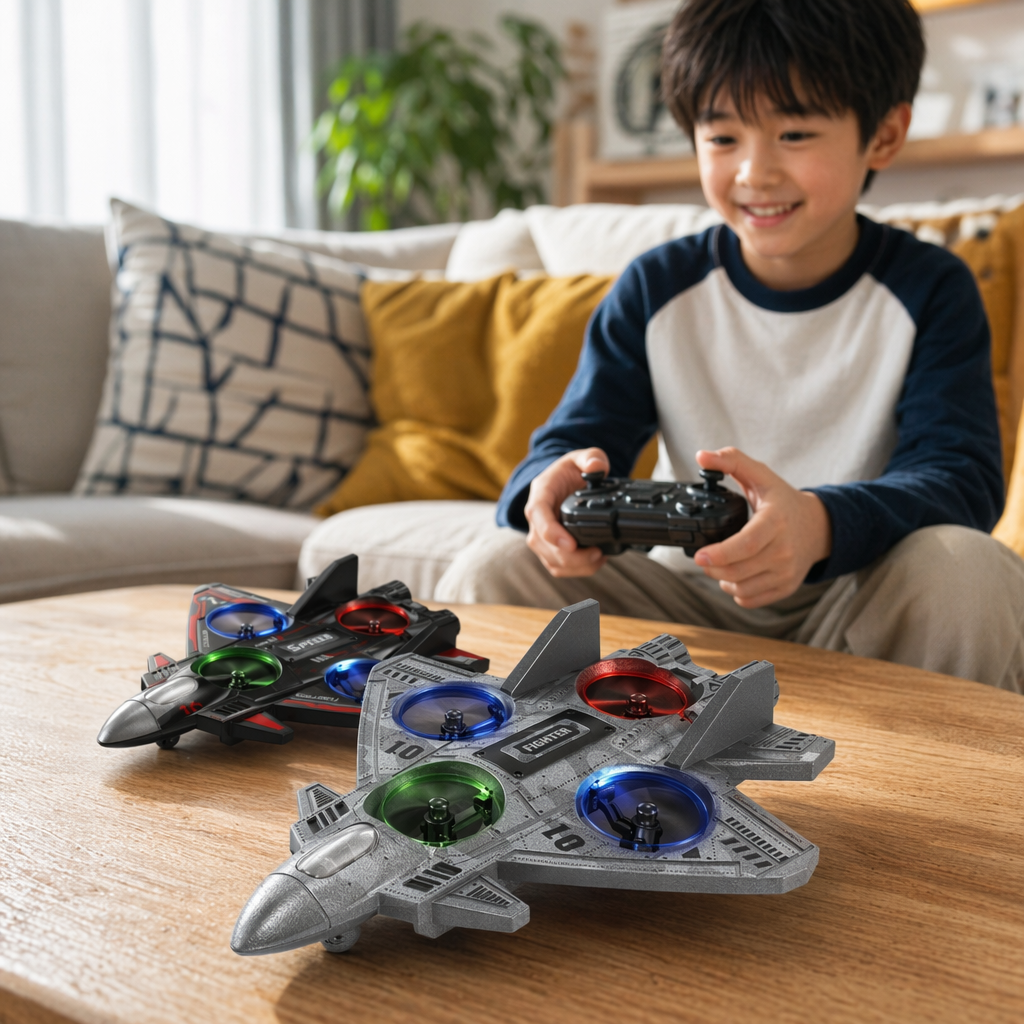 Grey fighter jet toy, made of alloy material, simulates a remote-controlled aircraft and is an educational toy for boys details Picture