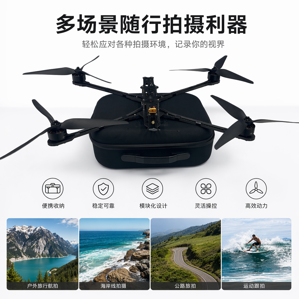 黑色四轴无人机航拍稳定器高清遥控飞行器