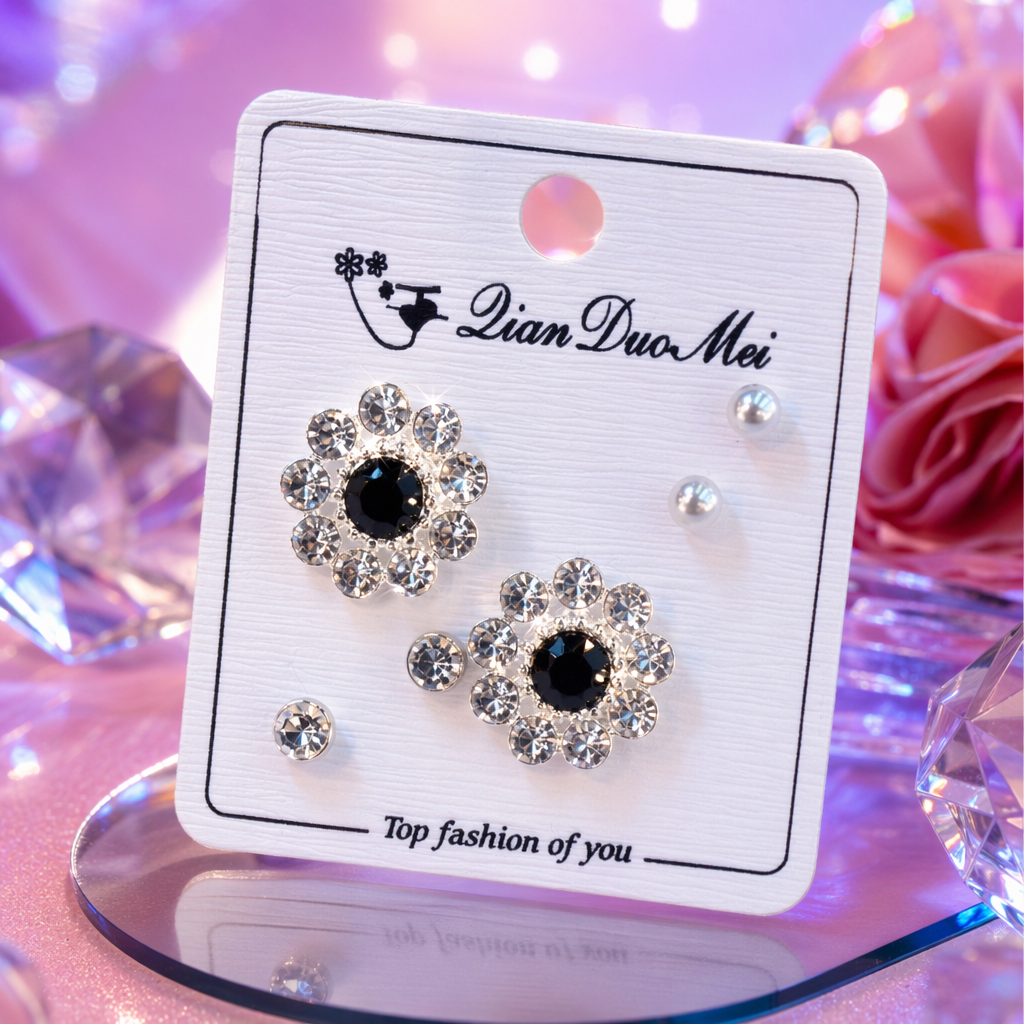White card earrings, fashionable and simple stud earrings, light luxury design earrings Specification image