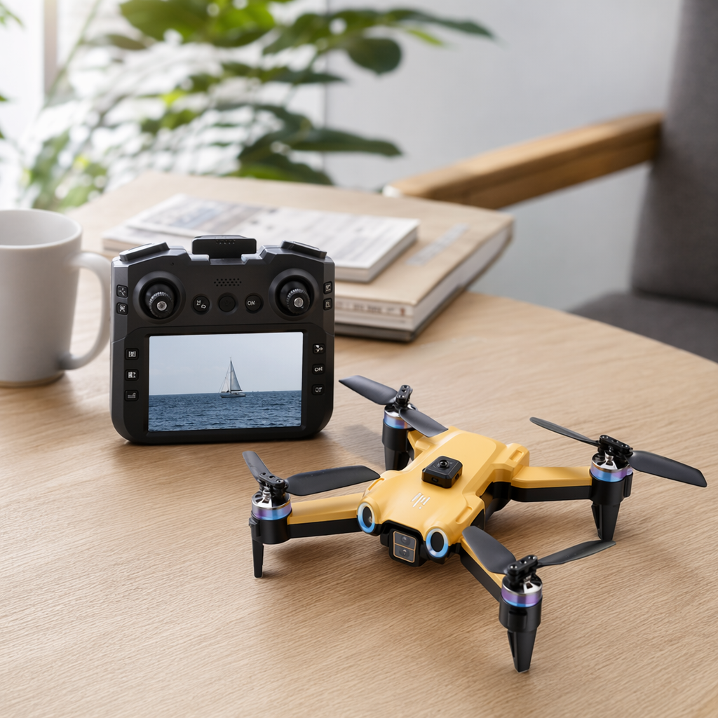 Yellow drone aerial photography high-definition stabilizer 4K remote control aircraft details Picture
