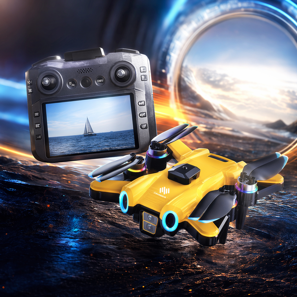 Yellow drone aerial photography high-definition stabilizer 4K remote control aircraft Specification image