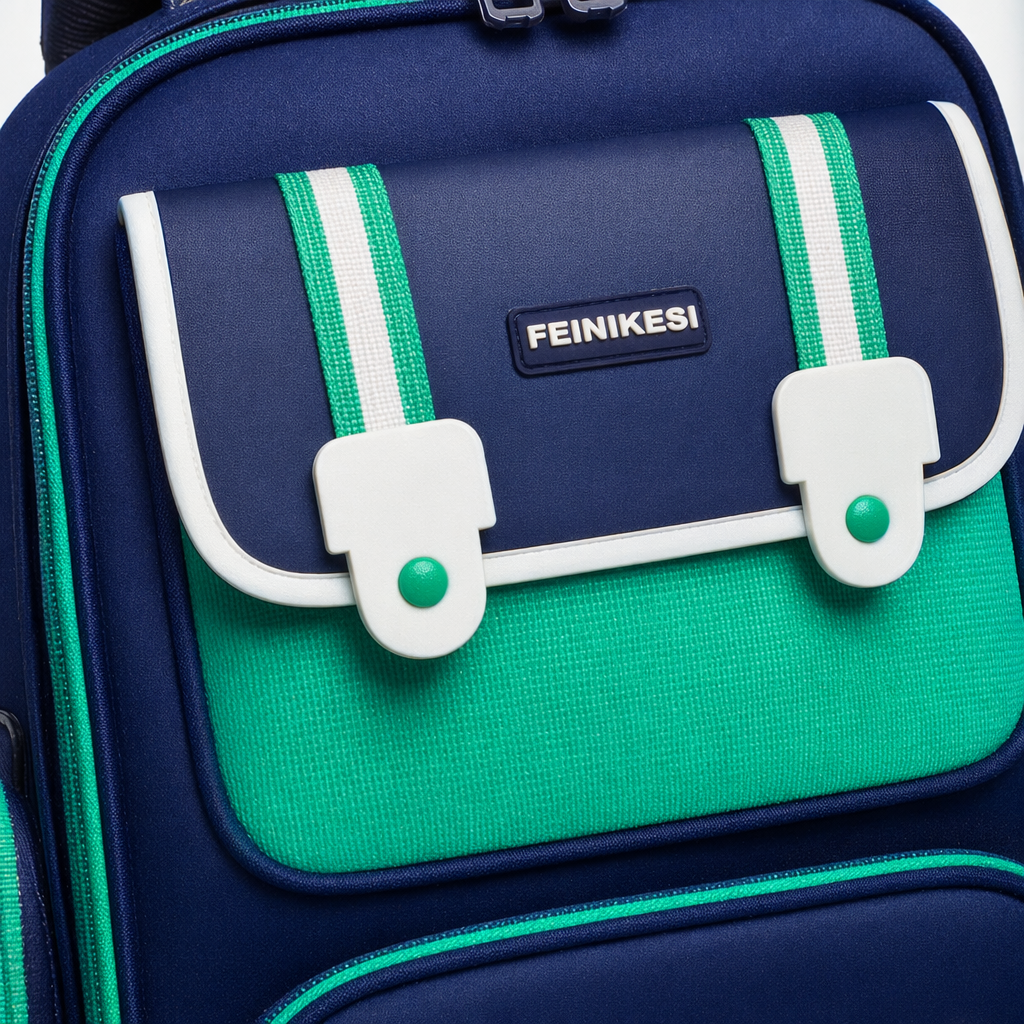 The blue and green dual-color student schoolbag is lightweight, large-capacity, simple and fashionable Application Scenario