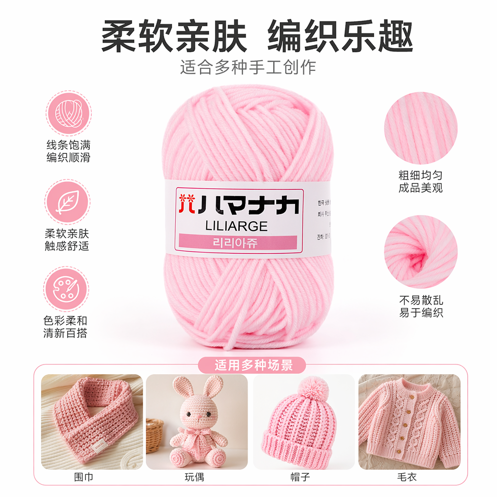 Light pink wool balls hand-woven wool balls