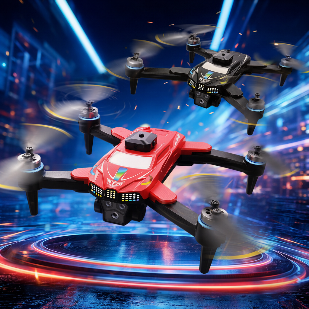The red drone aerial photography device features a 4K high-definition remote control aircraft with a portable folding design Specification image